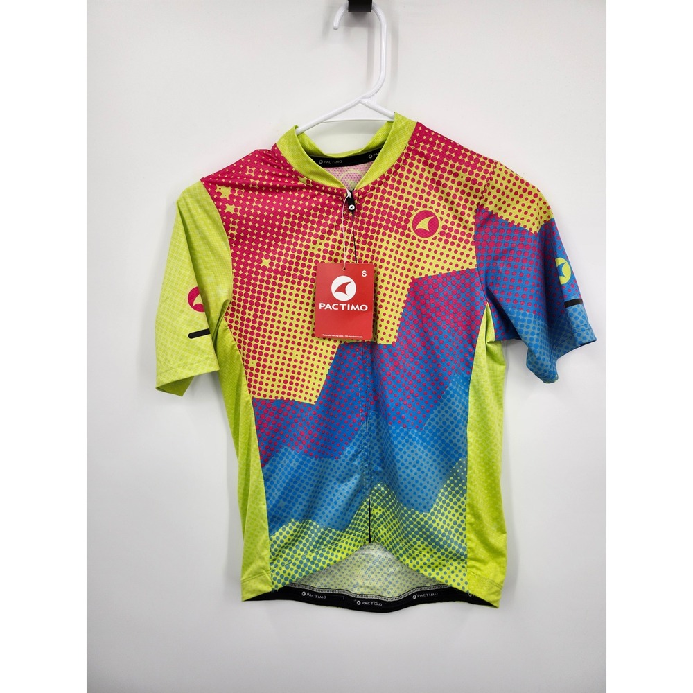 Pactimo Cycling Jersey Womens Small Multi Color Geometric Dot Full Zip NWT